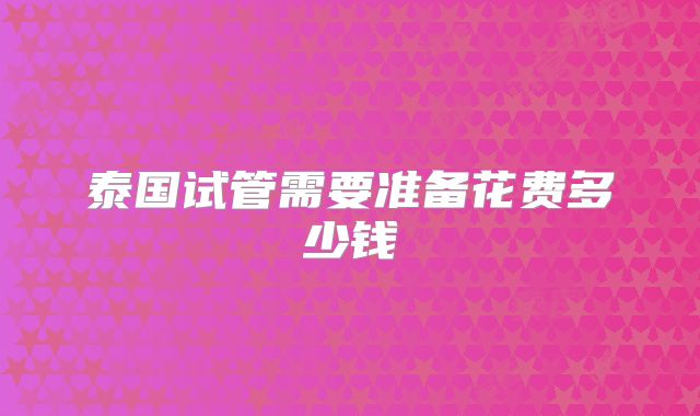 泰国试管需要准备花费多少钱