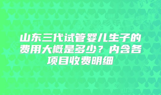 山东三代试管婴儿生子的费用大概是多少？内含各项目收费明细