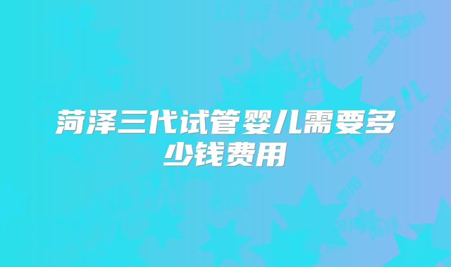 菏泽三代试管婴儿需要多少钱费用