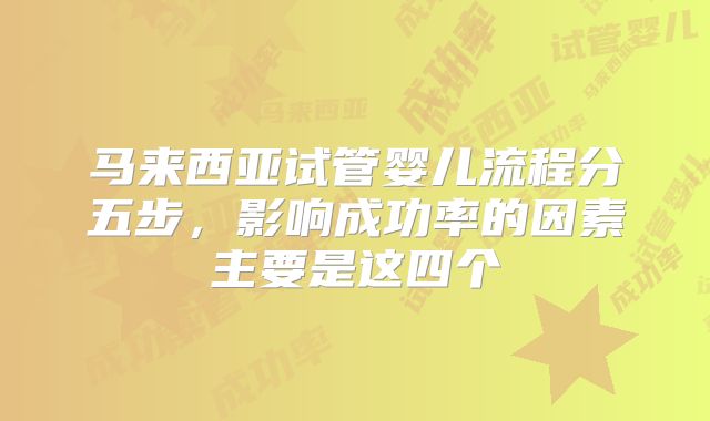 马来西亚试管婴儿流程分五步，影响成功率的因素主要是这四个