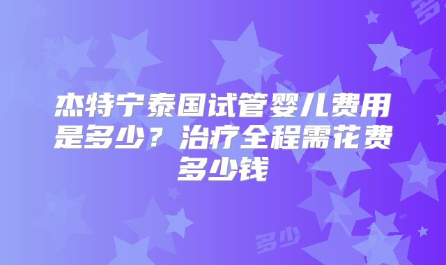 杰特宁泰国试管婴儿费用是多少？治疗全程需花费多少钱