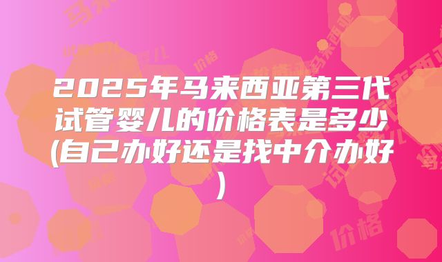 2025年马来西亚第三代试管婴儿的价格表是多少(自己办好还是找中介办好)