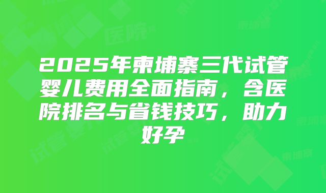 2025年柬埔寨三代试管婴儿费用全面指南，含医院排名与省钱技巧，助力好孕