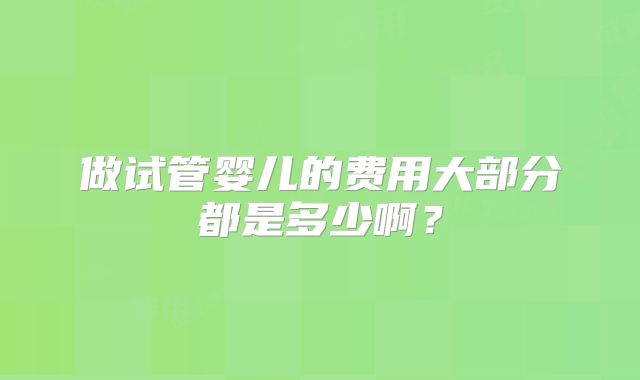 做试管婴儿的费用大部分都是多少啊？
