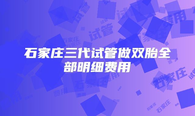 石家庄三代试管做双胎全部明细费用