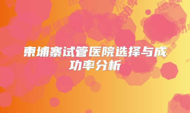 柬埔寨试管医院选择与成功率分析