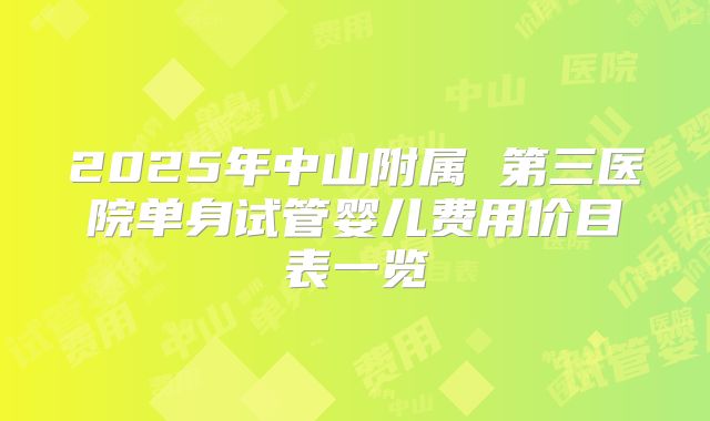 2025年中山附属 第三医院单身试管婴儿费用价目表一览