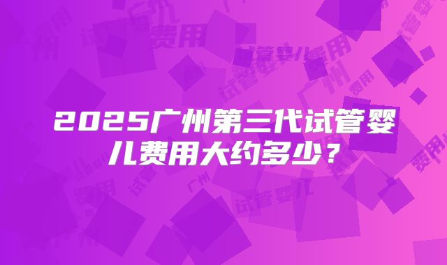 2025广州第三代试管婴儿费用大约多少？