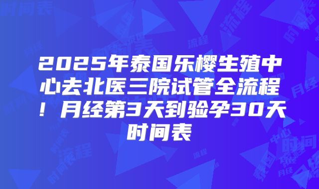 2025年泰国乐樱生殖中心去北医三院试管全流程！月经第3天到验孕30天时间表