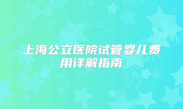 上海公立医院试管婴儿费用详解指南