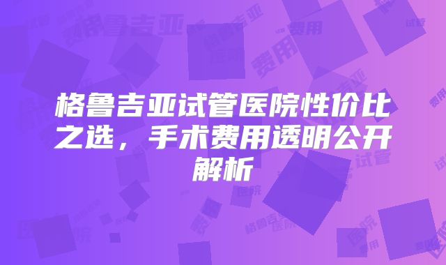格鲁吉亚试管医院性价比之选，手术费用透明公开解析