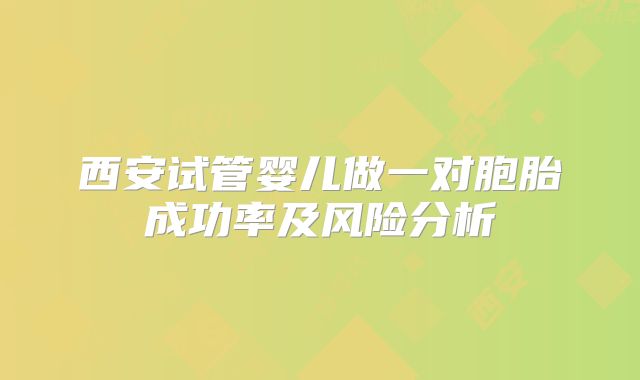 西安试管婴儿做一对胞胎成功率及风险分析