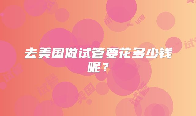 去美国做试管要花多少钱呢?
