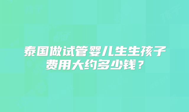 泰国做试管婴儿生生孩子费用大约多少钱？