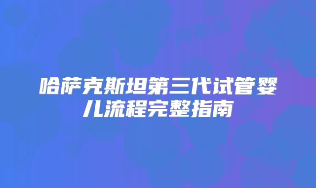 哈萨克斯坦第三代试管婴儿流程完整指南