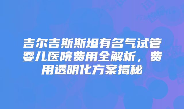 吉尔吉斯斯坦有名气试管婴儿医院费用全解析，费用透明化方案揭秘