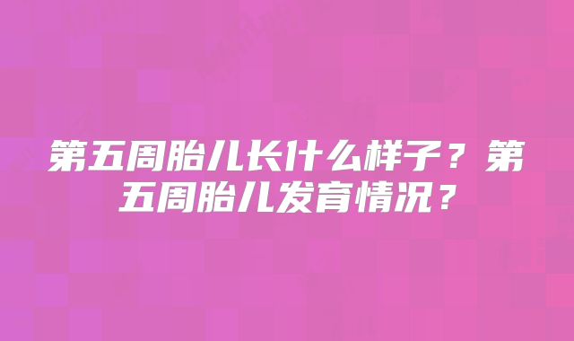 第五周胎儿长什么样子?第五周胎儿发育情况?