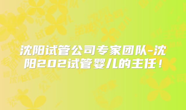 沈阳试管公司专家团队-沈阳202试管婴儿的主任!