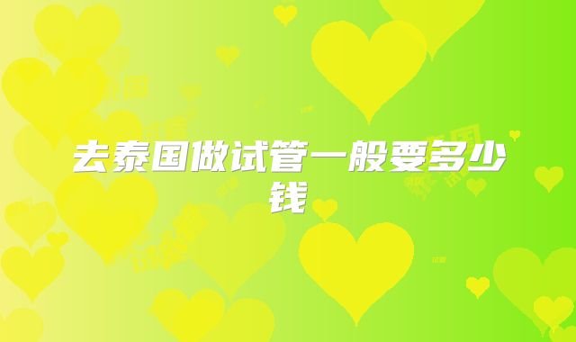 去泰国做试管一般要多少钱