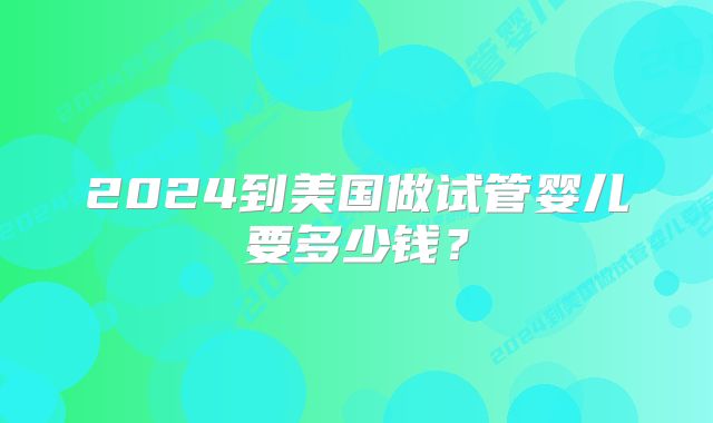 2024到美国做试管婴儿要多少钱?