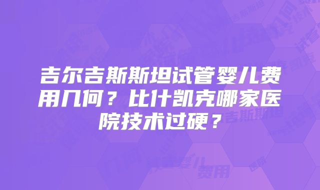吉尔吉斯斯坦试管婴儿费用几何?比什凯克哪家医院技术过硬?