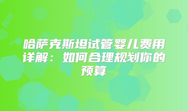 哈萨克斯坦试管婴儿费用详解：如何合理规划你的预算