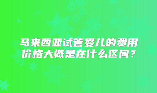 马来西亚试管婴儿的费用价格大概是在什么区间？