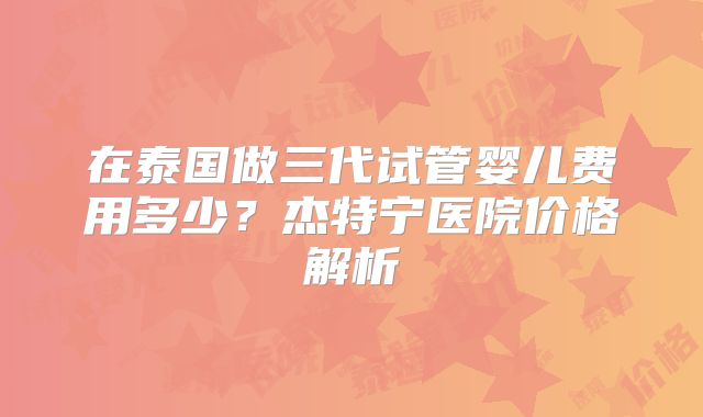 在泰国做三代试管婴儿费用多少？杰特宁医院价格解析