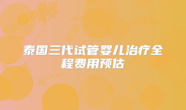 泰国三代试管婴儿治疗全程费用预估