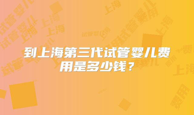 到上海第三代试管婴儿费用是多少钱？