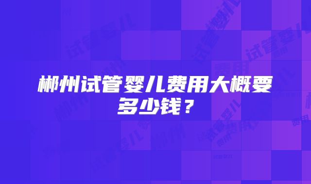 郴州试管婴儿费用大概要多少钱？