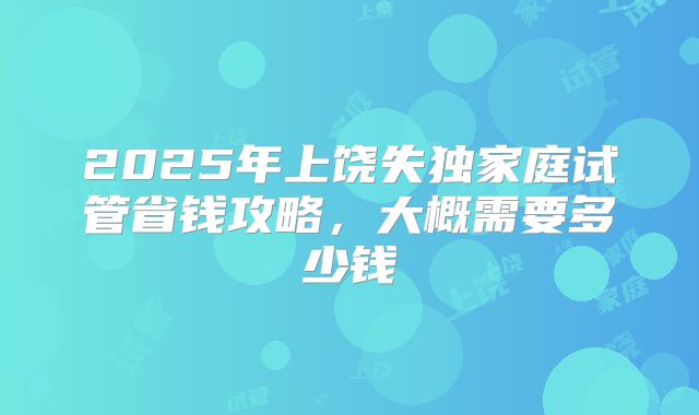 2025年上饶失独家庭试管省钱攻略，大概需要多少钱