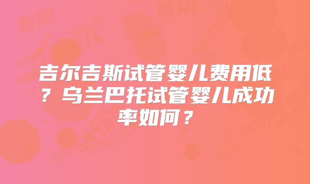 吉尔吉斯试管婴儿费用低？乌兰巴托试管婴儿成功率如何？