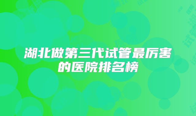 湖北做第三代试管最厉害的医院排名榜