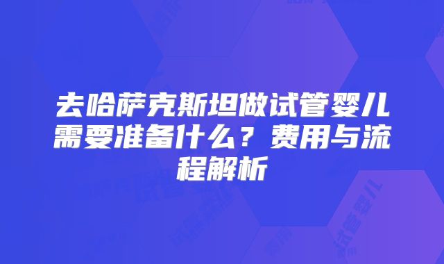 去哈萨克斯坦做试管婴儿需要准备什么？费用与流程解析