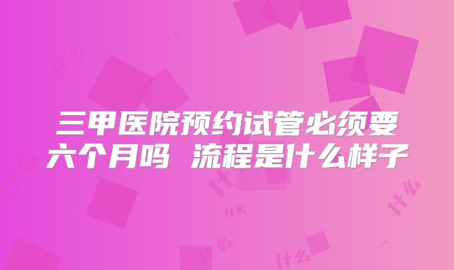 三甲医院预约试管必须要六个月吗 流程是什么样子