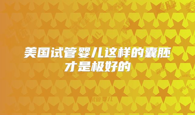 美国试管婴儿这样的囊胚才是极好的
