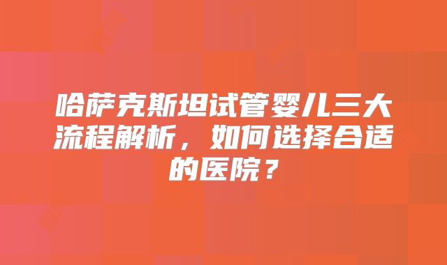 哈萨克斯坦试管婴儿三大流程解析，如何选择合适的医院？