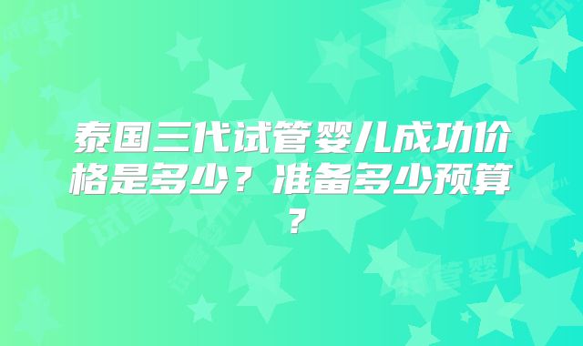 泰国三代试管婴儿成功价格是多少？准备多少预算？