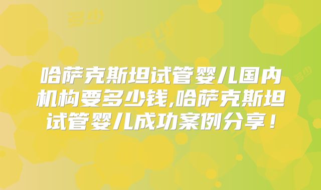 哈萨克斯坦试管婴儿国内机构要多少钱,哈萨克斯坦试管婴儿成功案例分享！