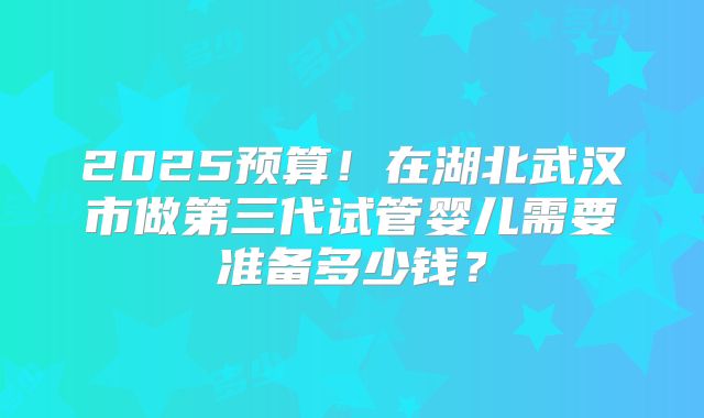 2025预算！在湖北武汉市做第三代试管婴儿需要准备多少钱？