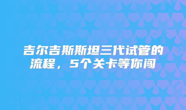 吉尔吉斯斯坦三代试管的流程，5个关卡等你闯
