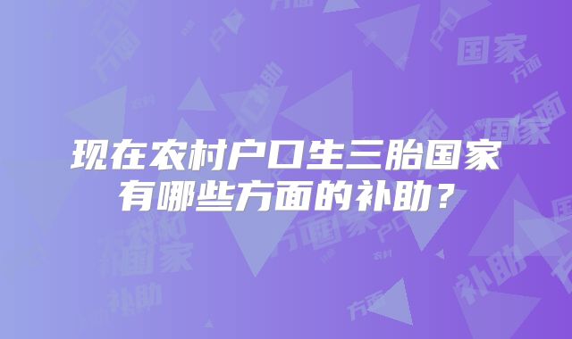 现在农村户口生三胎国家有哪些方面的补助？