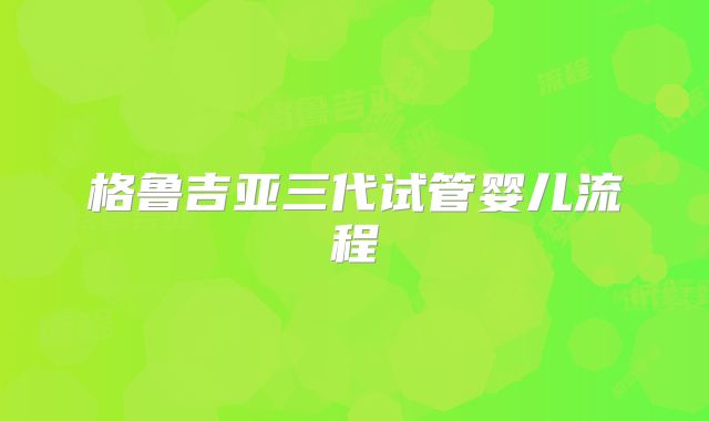 格鲁吉亚三代试管婴儿流程