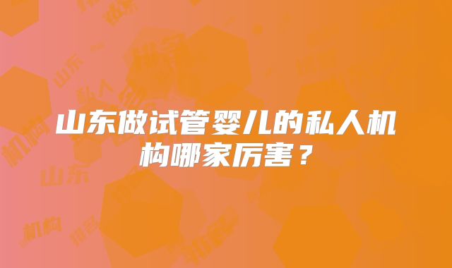 山东做试管婴儿的私人机构哪家厉害？
