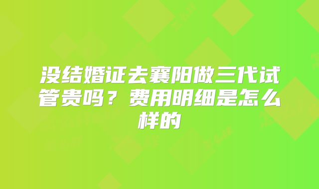 没结婚证去襄阳做三代试管贵吗?费用明细是怎么样的
