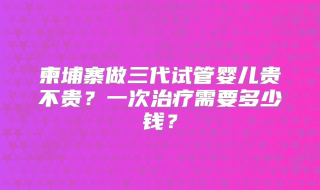 柬埔寨做三代试管婴儿贵不贵？一次治疗需要多少钱？