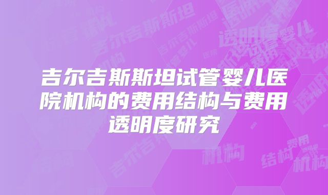 吉尔吉斯斯坦试管婴儿医院机构的费用结构与费用透明度研究