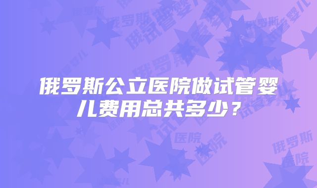 俄罗斯公立医院做试管婴儿费用总共多少？