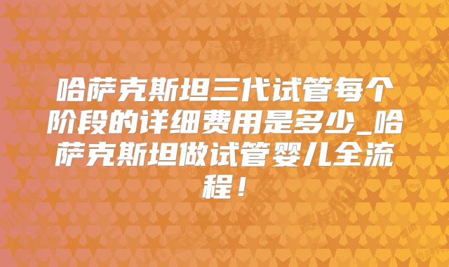 哈萨克斯坦三代试管每个阶段的详细费用是多少_哈萨克斯坦做试管婴儿全流程！